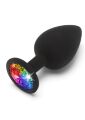 Анальна пробка Toy Joy Rainbow Booty Jewel з райдужним кристалом, чорний, Large