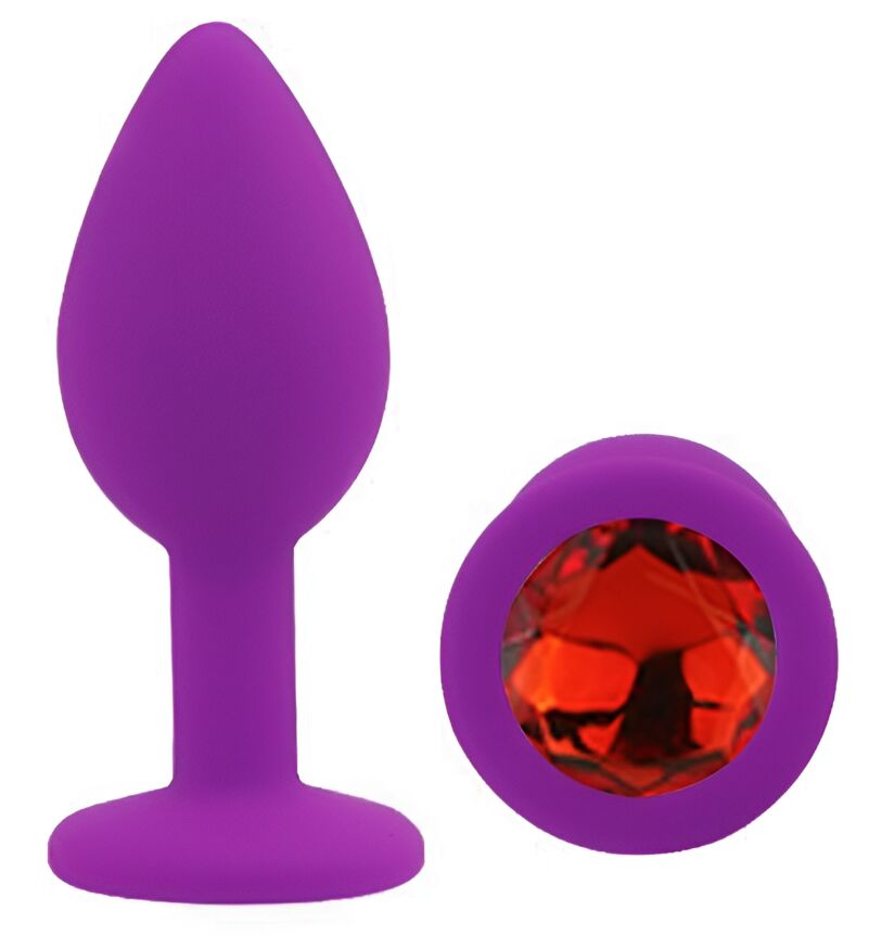 Силиконовая анальная пробка EGZO - Silicone Purple Round Plug Red, size S
