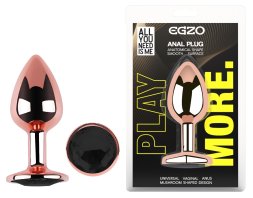 Анальна пробка з кристалом EGZO - Rose Gold Round Plug Black size S