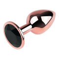 Анальная пробка с кристаллом EGZO - Rose Gold Round Plug Black size S