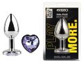 Анальная пробка с кристаллом EGZO - Silver Heart Plug Amethyst size M
