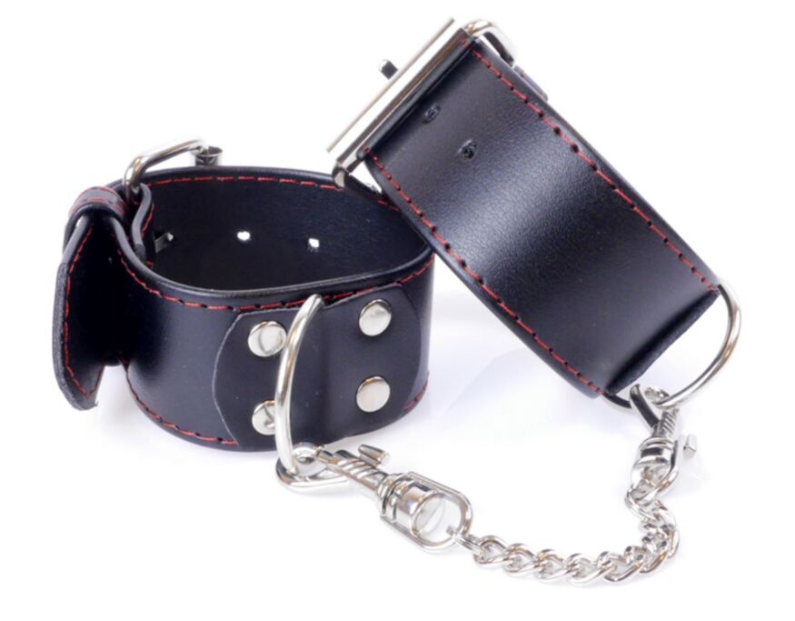 Наручники из искуственной кожи Fetish Boss Series - Handcuffs with Red Line, BS3300115