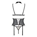 Корсет з відкритими грудьми Passion DOMINICA CORSET L/XL beige, пажі для панчіх, стрінги