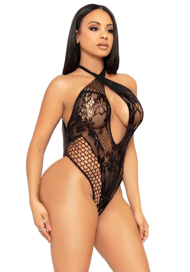 Leg Avenue - Lace and net halter teddy - Кружевной тедди, O/S