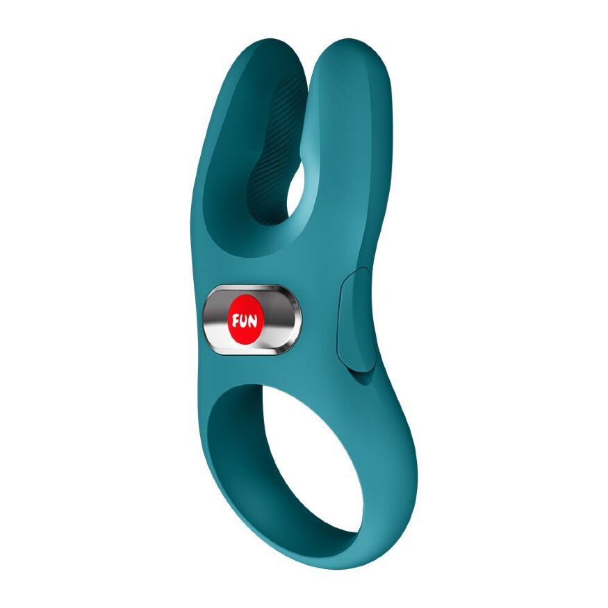 Эрекционное виброкольцо с двойной стимуляцией клитора Fun Factory NŌS PRO Bottle Green, 2 мотора