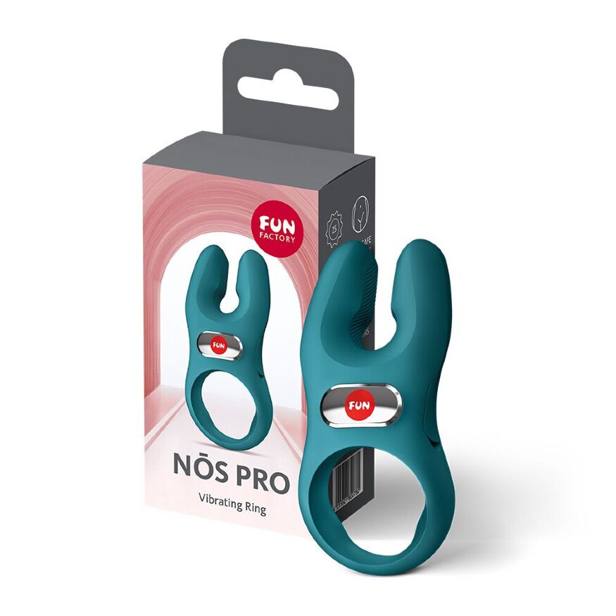 Эрекционное виброкольцо с двойной стимуляцией клитора Fun Factory NŌS PRO Bottle Green, 2 мотора