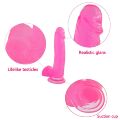 Фалоімітатор рожевого кольору Jelly Studs Crystal Dildo Large 8" Pink
