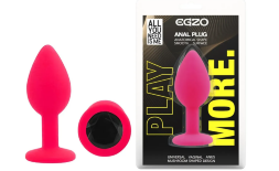 Силиконовая анальная пробка EGZO - Silicone Pink Round Plug Black, size S