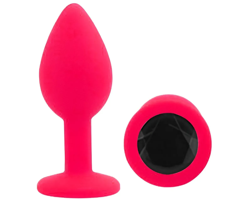 Силиконовая анальная пробка EGZO - Silicone Pink Round Plug Black, size S