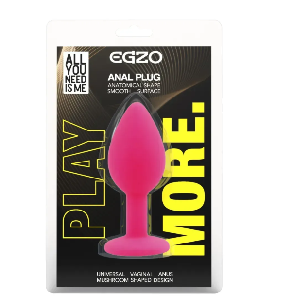 Силиконовая анальная пробка EGZO - Silicone Pink Round Plug Black, size S
