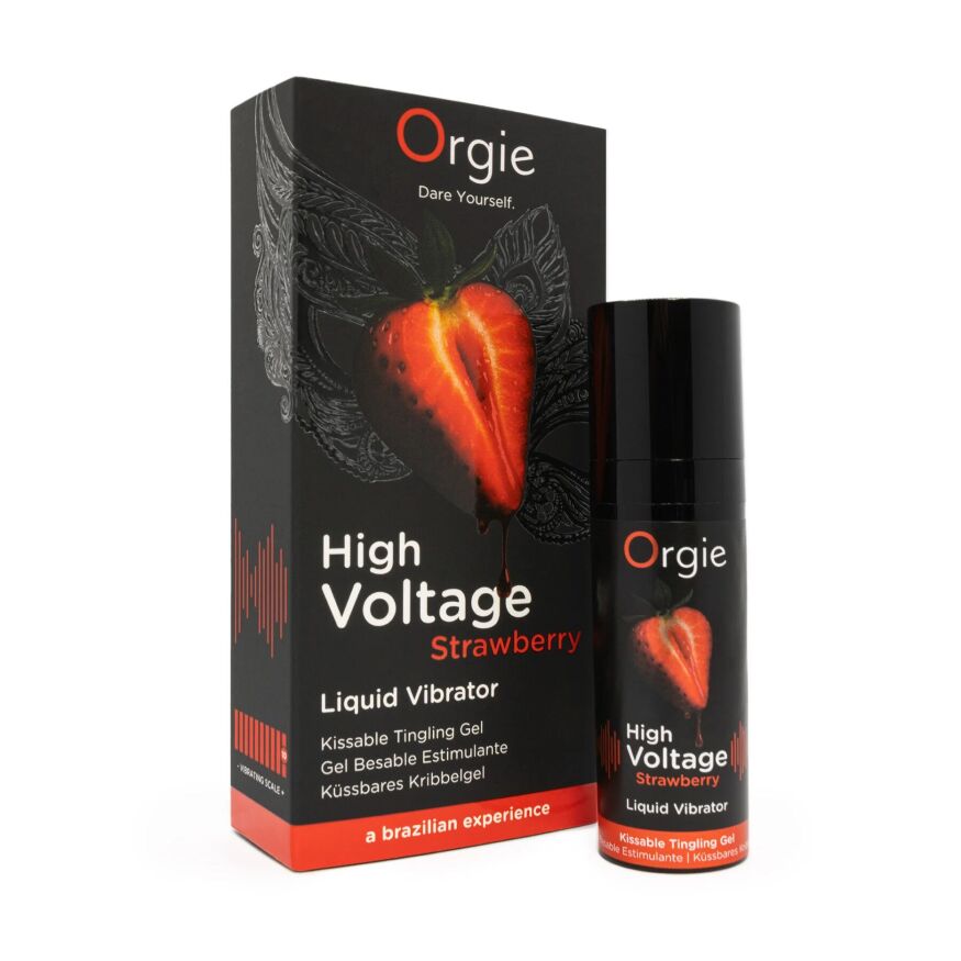 Жидкий вибратор Orgie High Voltage  -  Strawberry, 15 мл, эффект мурашек, очень мощный, вкус клубники