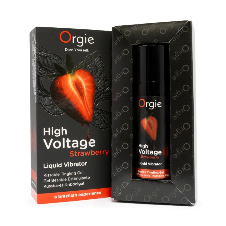 Жидкий вибратор Orgie High Voltage  -  Strawberry, 15 мл, эффект мурашек, очень мощный, вкус клубники