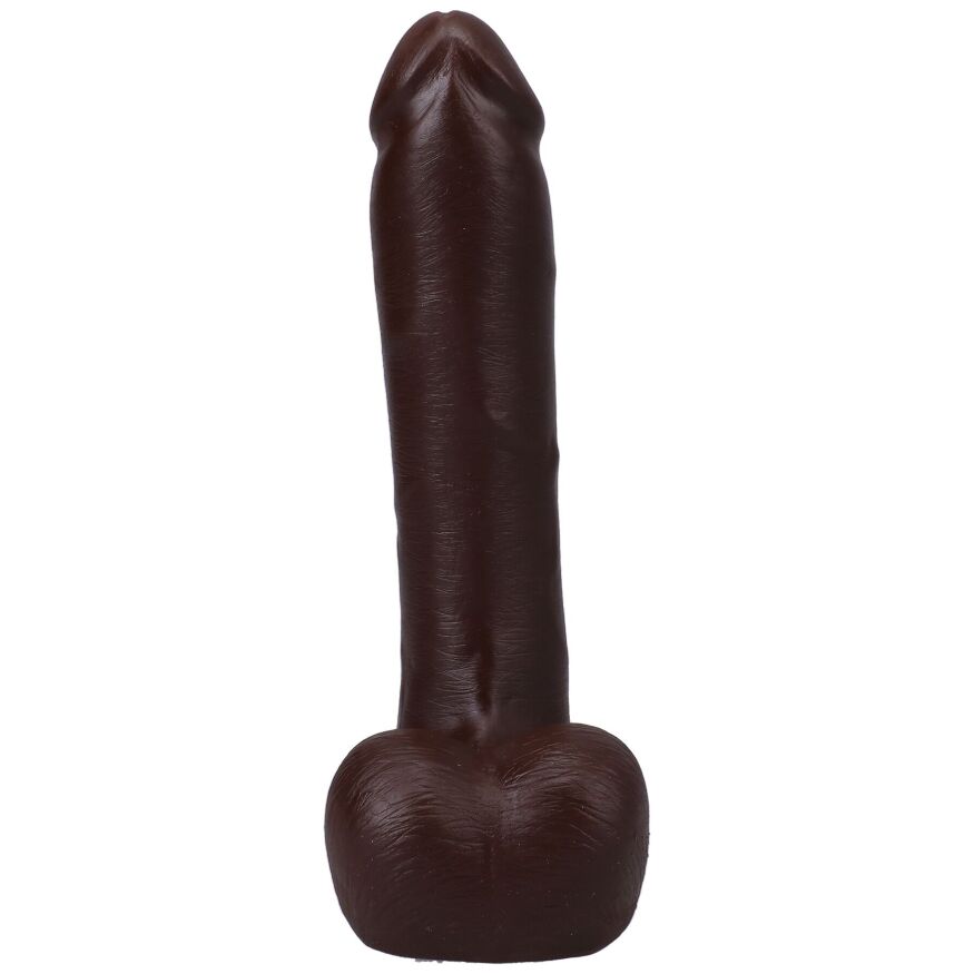 Чорний фалоімітатор із кібершкіри Doc Johnson The Realistic Cock ULTRASKYN - 9 Inch with Balls Chocolate
