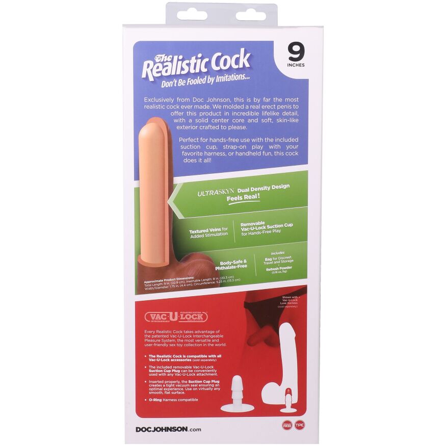 Чорний фалоімітатор із кібершкіри Doc Johnson The Realistic Cock ULTRASKYN - 9 Inch with Balls Chocolate