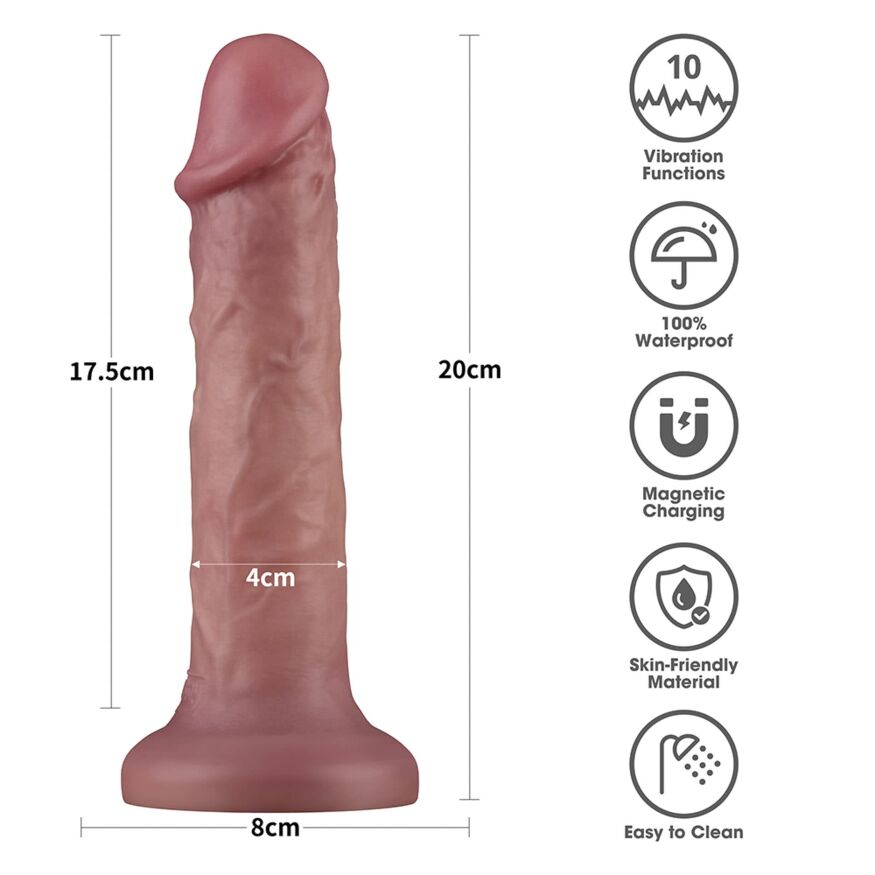 Реалистик с вибрацией - Vibrating Dual Density Power Cock 8''