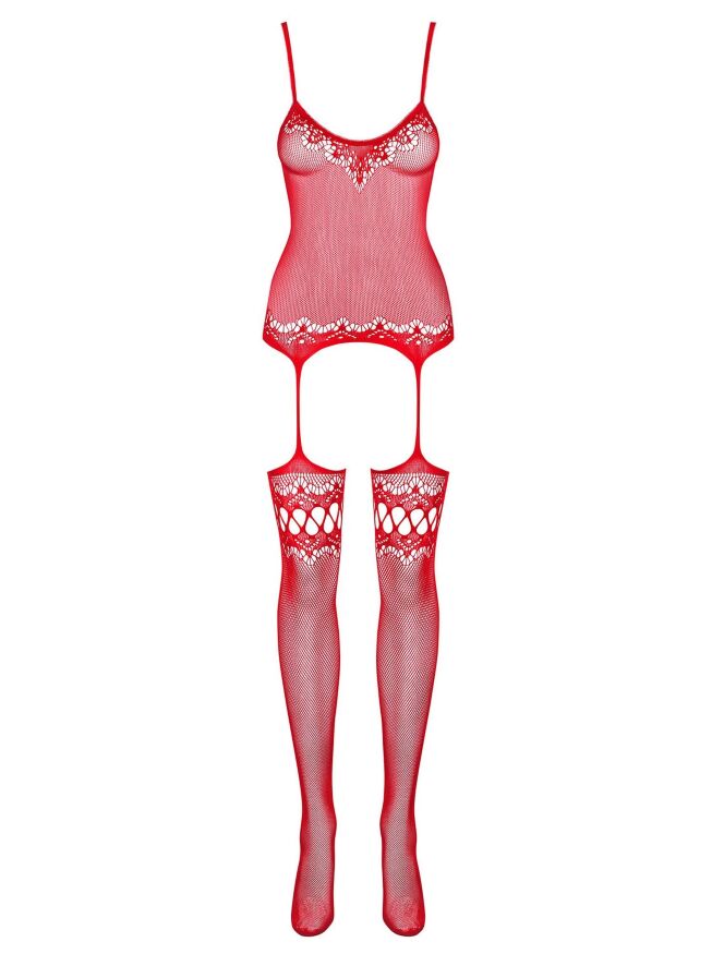 Комбинезон Obsessive Bodystocking F214 красный S/M/L