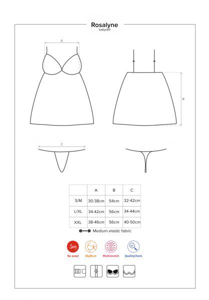 Бебидолл Obsessive Rosalyne babydoll &amp; thong red S/M
