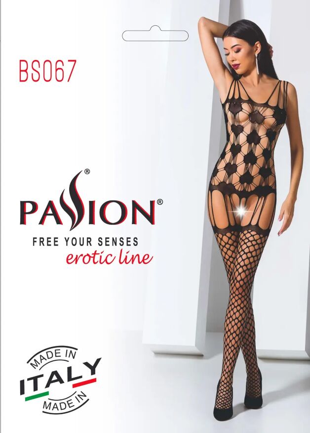 Комбинезон имитация корсета с чулками Passion BS067 black