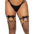 Кожаная подвязка для чулок с бантом на бедрах Leg Avenue