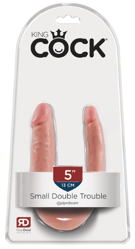 Двойной фаллоимитатор Pipedream King Cock Small Double Trouble - Flesh
