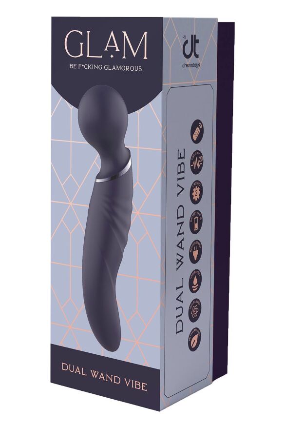 Вибратор микрофон изогнутый двойной стимуляции Dream Toys Glam Dual Wand Vibe, фиолетовый