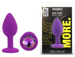 Силіконова анальна пробка EGZO - Silicone Purple Round Plug Rainbow, size S
