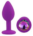 Силиконовая анальная пробка EGZO - Silicone Purple Round Plug Rainbow, size S