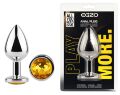 Анальная пробка с кристаллом EGZO - Silver Round Plug Yellow size S