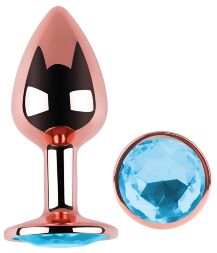 Анальна пробка з кристалом EGZO - Rose Gold Round Plug Aqua size S