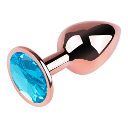 Анальна пробка з кристалом EGZO - Rose Gold Round Plug Aqua size S