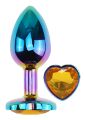 Анальная пробка с кристаллом EGZO - Multicolor Heart Plug Yellow size M