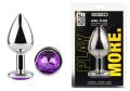 Анальная пробка с кристаллом EGZO - Silver Round Plug Purple size M