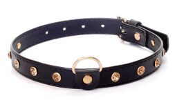 Нашийник зі штучної шкіри з кристалами Fetish Boss Series - Collar Gold Crystal, BS3300116