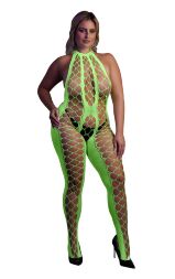 Бодистокинг - Ouch! Bodystocking With Halterneck Green, XL/4XL