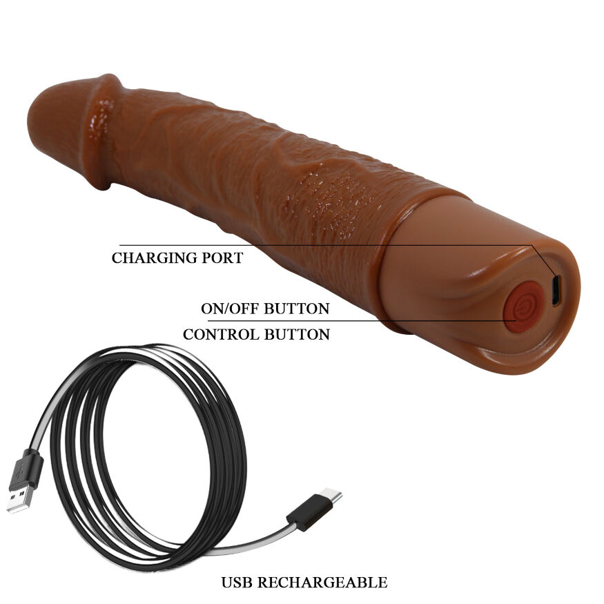 Реалістичний вібратор - Pretty Love Leander Realistic Vibrating Dildo Brown