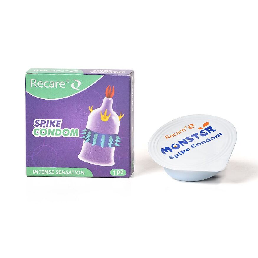 Насадка на член Recare Spike Condom Purple (презерватив с усиками и рядами шипов)