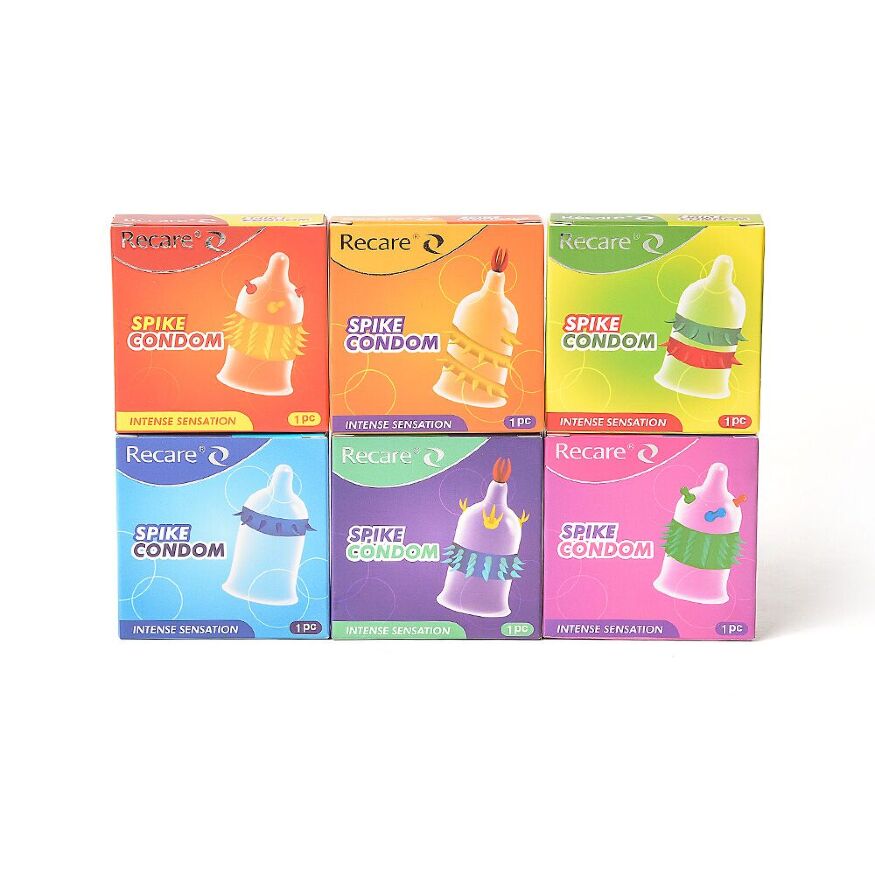 Насадка на член Recare Spike Condom Purple (презерватив с усиками и рядами шипов)