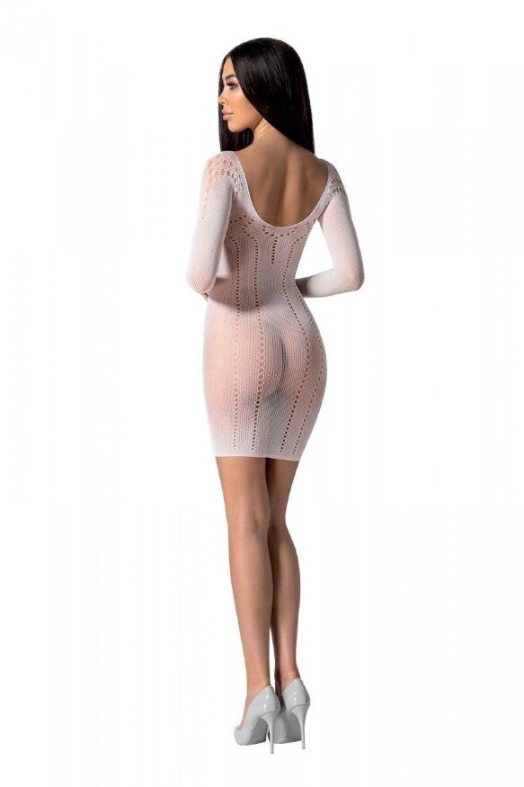 Полупрозрачное мини-платье Passion BS101 One Size, white, рукава-митенки