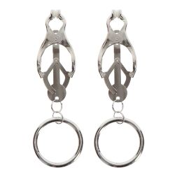 Затискачі-метелики з кільцем Taboom Nipple Play Butterfly Clamps With Ring, сріблясті