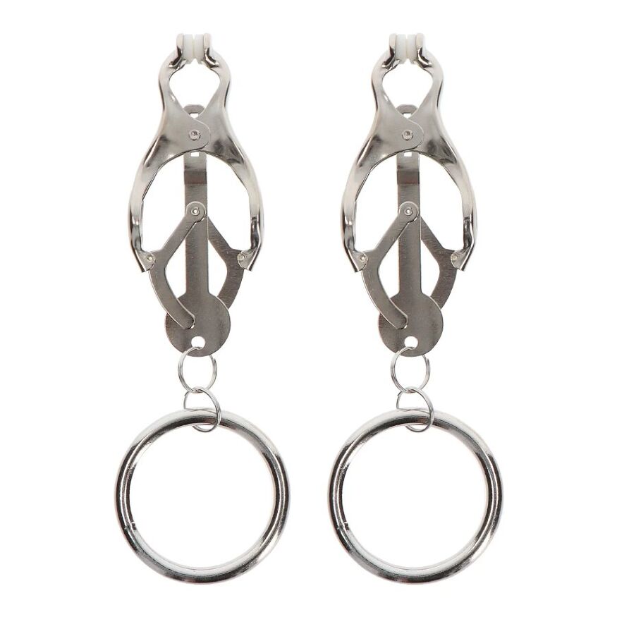 Затискачі-метелики з кільцем Taboom Nipple Play Butterfly Clamps With Ring, сріблясті