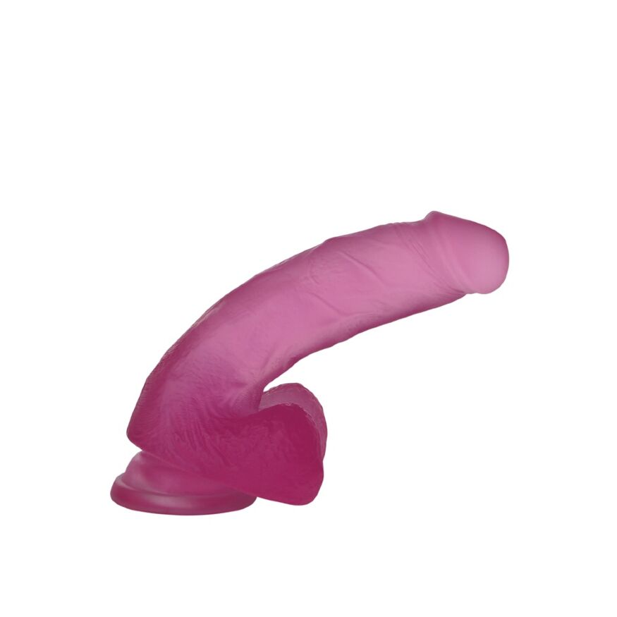 Фаллоимитатор с мошонкой - Jelly Studs Crystal Dildo Medium 7" Pink
