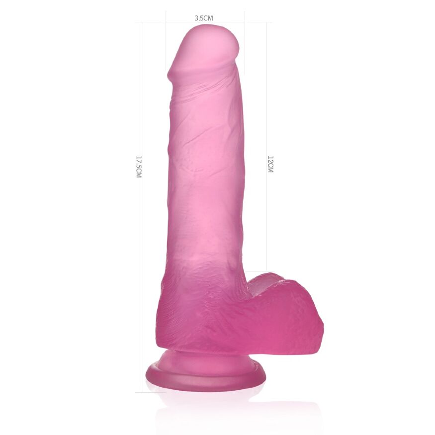 Фаллоимитатор с мошонкой - Jelly Studs Crystal Dildo Medium 7" Pink
