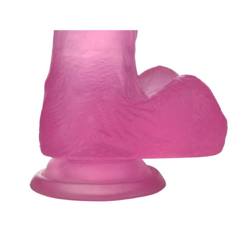 Фаллоимитатор с мошонкой - Jelly Studs Crystal Dildo Medium 7" Pink