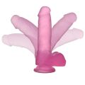 Фаллоимитатор с мошонкой - Jelly Studs Crystal Dildo Medium 7" Pink