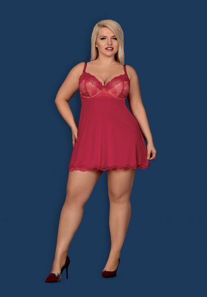 Бебидолл Obsessive Rosalyne babydoll &amp; thong red L/XL