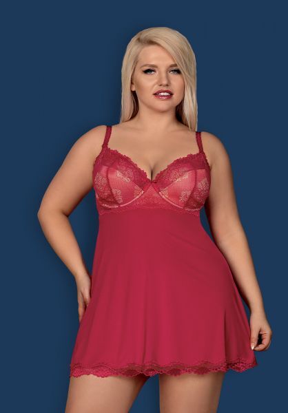 Бебидолл Obsessive Rosalyne babydoll &amp; thong red L/XL