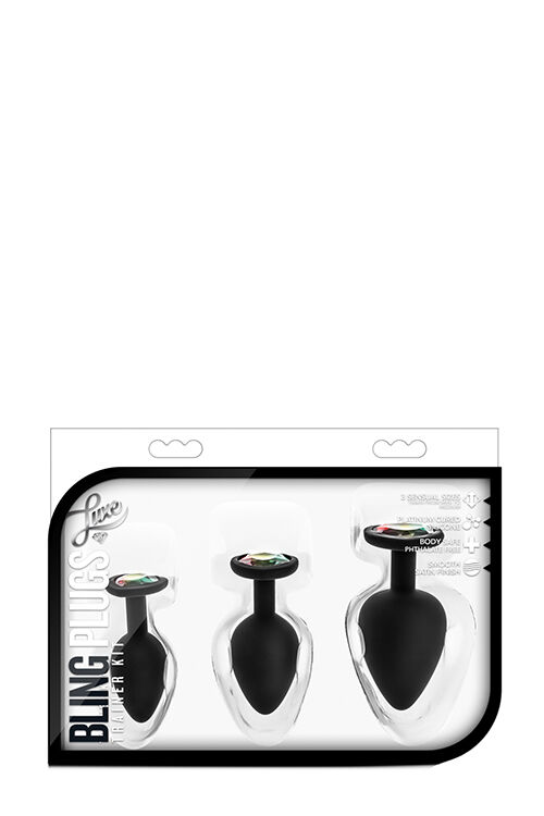 Набор анальных пробок LUXE BLING PLUGS TRAINING KIT BLACK