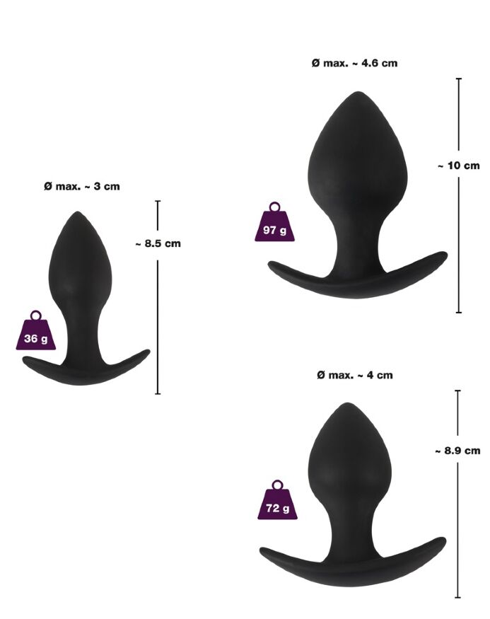 Набір анальних пробок чорного кольору різного розміру Black Velvets Anal Trainer Set