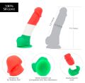 Цветной фаллоимитатор ADDICTION - LEONARDO - 7" - 3 COLOURS, 17,8 см, силикон, вибропуля в подарок