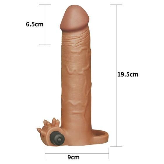 Подовжуюча насадка на член - Pleasure X-Tender Vibrating Penis Sleeve Add 3" Brown